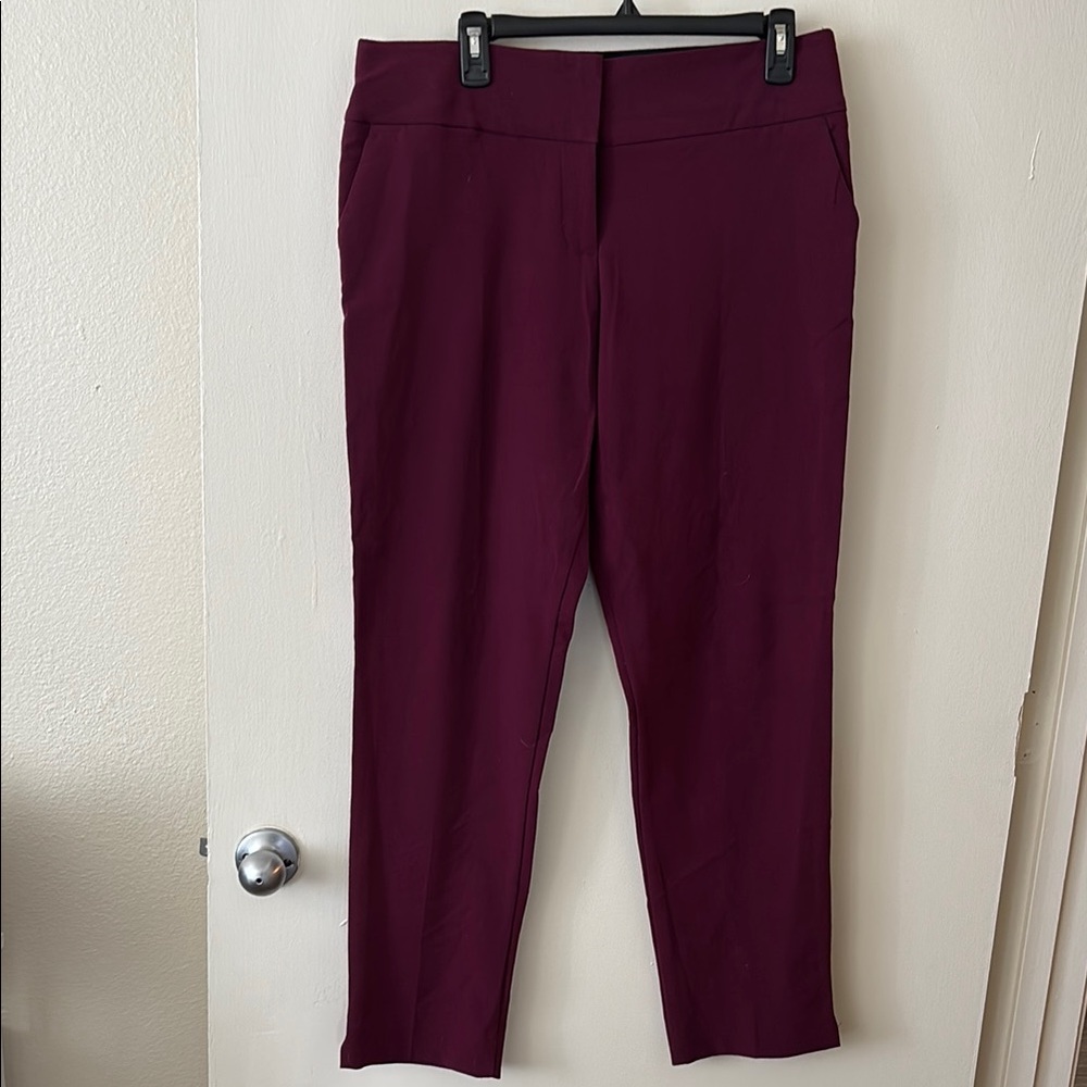 Red Ankle Cropped Pants with Structured Design